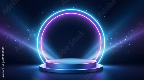Neon Blue and Violet Podium Stage Animation