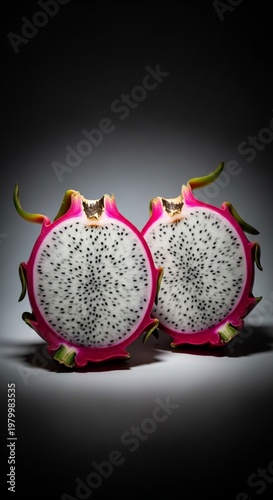 Photorealistic Studio Shot of Exotic Dragon Fruit with Dramatic Lighting