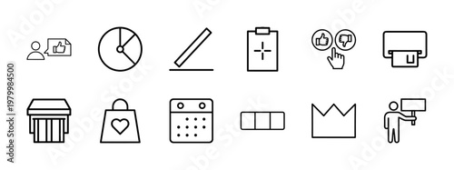 Customer feedback and user testimonial outline icon set.