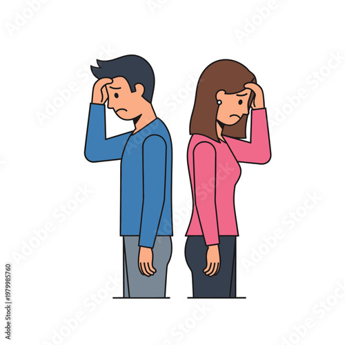 Couple Arguing, Sad Man and Woman Back to Back, Relationship Problems