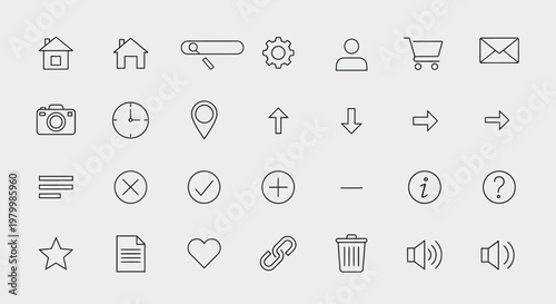 Collection of web interface icons.