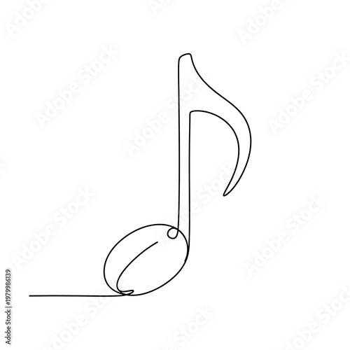 Single Note Continuous Line Art - Minimalist Musical Symbol Design