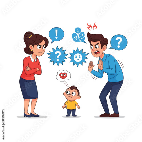 Family Conflict: Parents Arguing, Child Witnessing Dispute, Emotional Stress