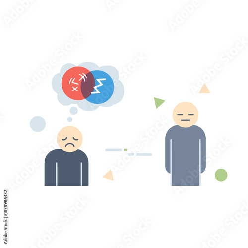 Misunderstanding between two people, conflict, communication breakdown, emotional stress