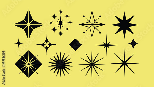 Sparkle vector icons set, Shine symbol illustration.