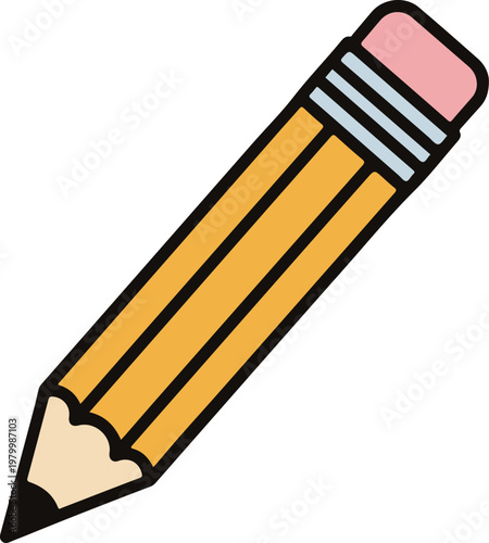 Yellow Pencil Vector Illustration: Classic School and Office Stationery Icon