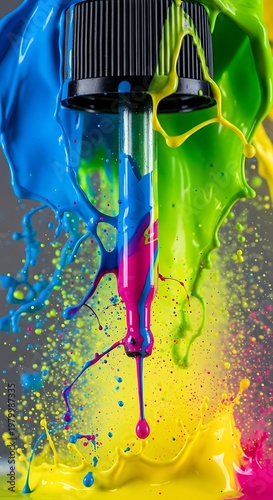 Vibrant Paint Explosion - A Colorful Display of Liquid Art.