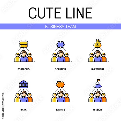 Icons set of three persons for business team or crisis management teamwork concepts. Flat filled outline style. Pixel perfect. Editable stroke