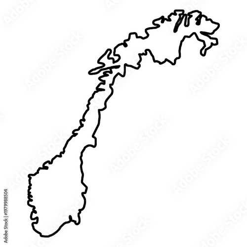 Norway Map Bold Black Outline