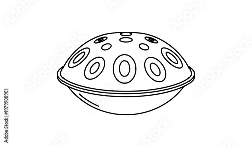 Handpan line icon vector steel drum musical instrument