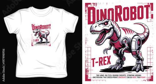 Dinosaur robot t-rex street wear design for t-shirt print.