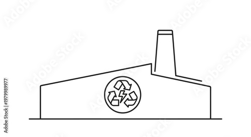 Recycling symbol on industrial building.