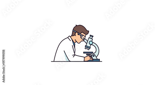 Scientist looking through a microscope.