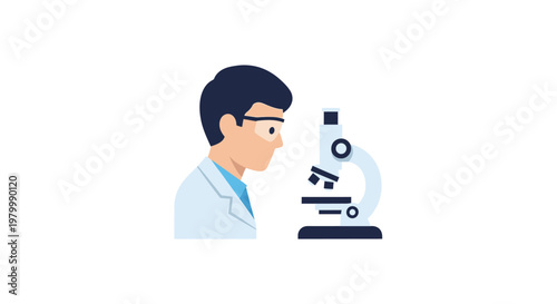 Scientist looking through a microscope.