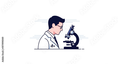 Scientist looking through a microscope.
