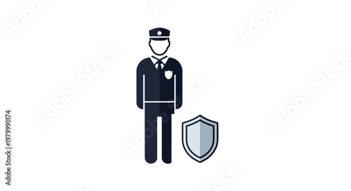 Security Guard With Shield Icon.