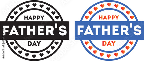 Happy father's day seals black and blue designs for celebration