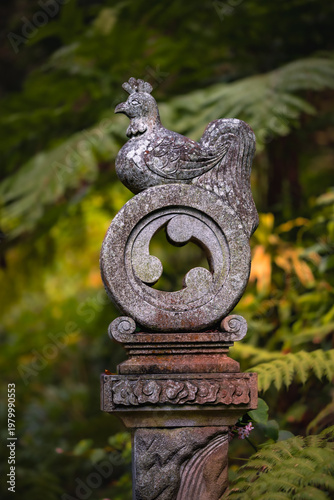 Close-up of decorative asian style artistic and spiritual statue in Monte Palace Tropical Garden, Madeira, Portugal