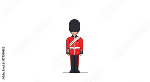 British royal guard standing in traditional uniform iconic London soldier