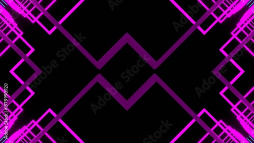 Pink and Cyan Neon Square Shapes Kaleidoscope Background VJ Loop in 4K