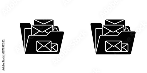 two black mailboxes with letters flat design vector illustration