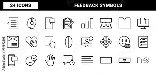 Minimalist customer service and business feedback icon set