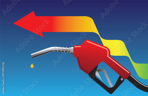 Fuel pump with arrow showing increasing price trend