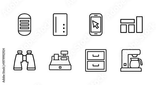 Minimalist business and accounting line icon set for professional financial services.