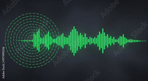 Neon Green Audio Waveform Frequency Digital Sound Signal Background
