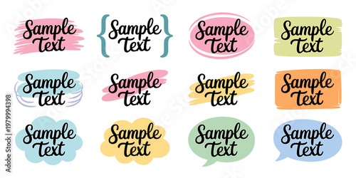 colorful speech bubbles with sample text