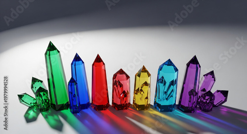 Colorful Crystals Spectrum Light Row Abstract