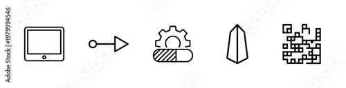 Minimalist technology software and system settings outline icons