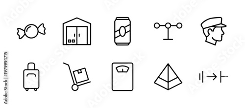 Logistics and shipping service minimalist thin line icons for business and transportation
