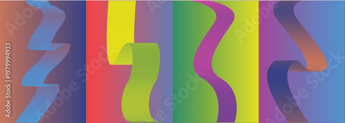 Abstract background set with colorful wavy ribbons and vibrant gradients for modern poster covers and creative web banners