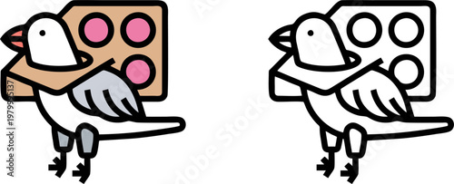 Creative Conceptual Pigeon Wearing Cardboard Mask Vector
