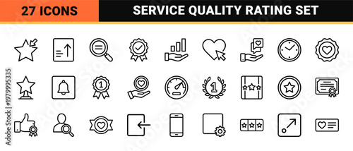 Minimalist feedback and business evaluation line icon collection