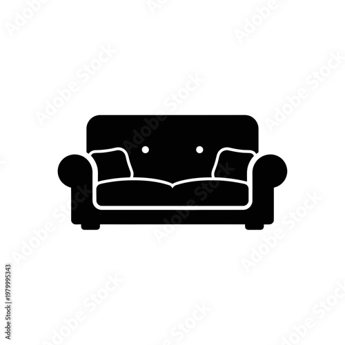 Black silhouette of a couch with two cushions