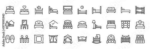 Minimalist furniture and home lifestyle outline set