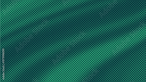 Abstract green halftone pattern background with emerald dot gradient and retro pop art comic style texture