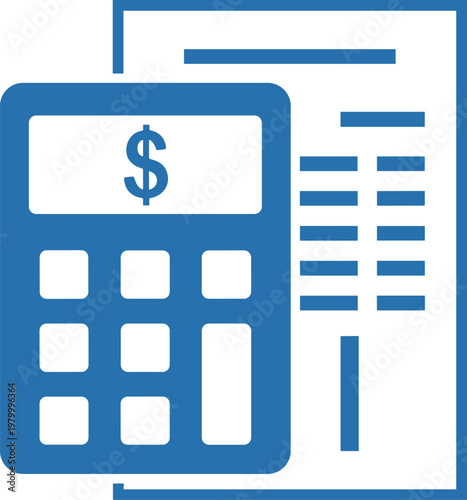 Calculator and financial document, accounting and calculation for business finances, data analysis and planning.