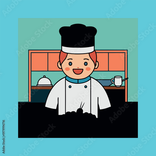 
Female chef in hotel or restaurant kitchen holding grilled beef steak plate with vegetable decoration