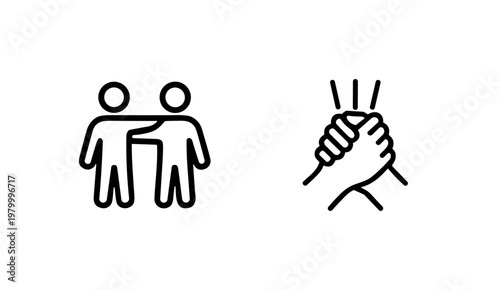 Society and community line icon set for social services