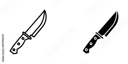 pair of black combat knives with riveted handles vector illustration