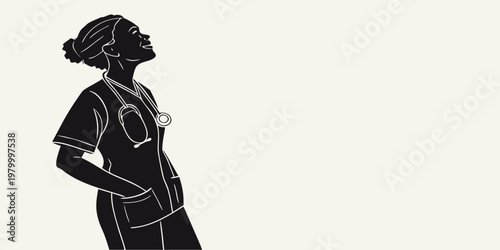 Female doctor with stethoscope around neck in profile view physician healthcare stethoscope professional hospital medicine practitioner clinical provider specialist examination