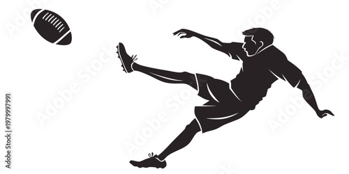 Silhouette graphic of an athletic player kicking an american football minimalist sports vector design football silhouette competition training professional exercise equipment american