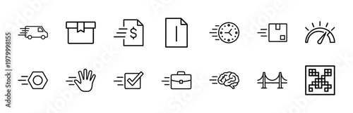 Minimalist speed and logistics line icon set for web and mobile