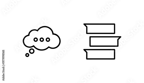 Minimalist communication line icons and speech bubble set for web and app interface.