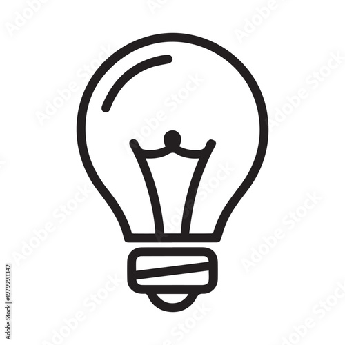 Light bulb icon idea symbol black line art
