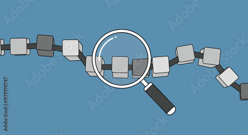 Flat minimalist illustration of blockchain explorer