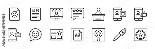Minimalist linear icons for customer feedback and service ratings